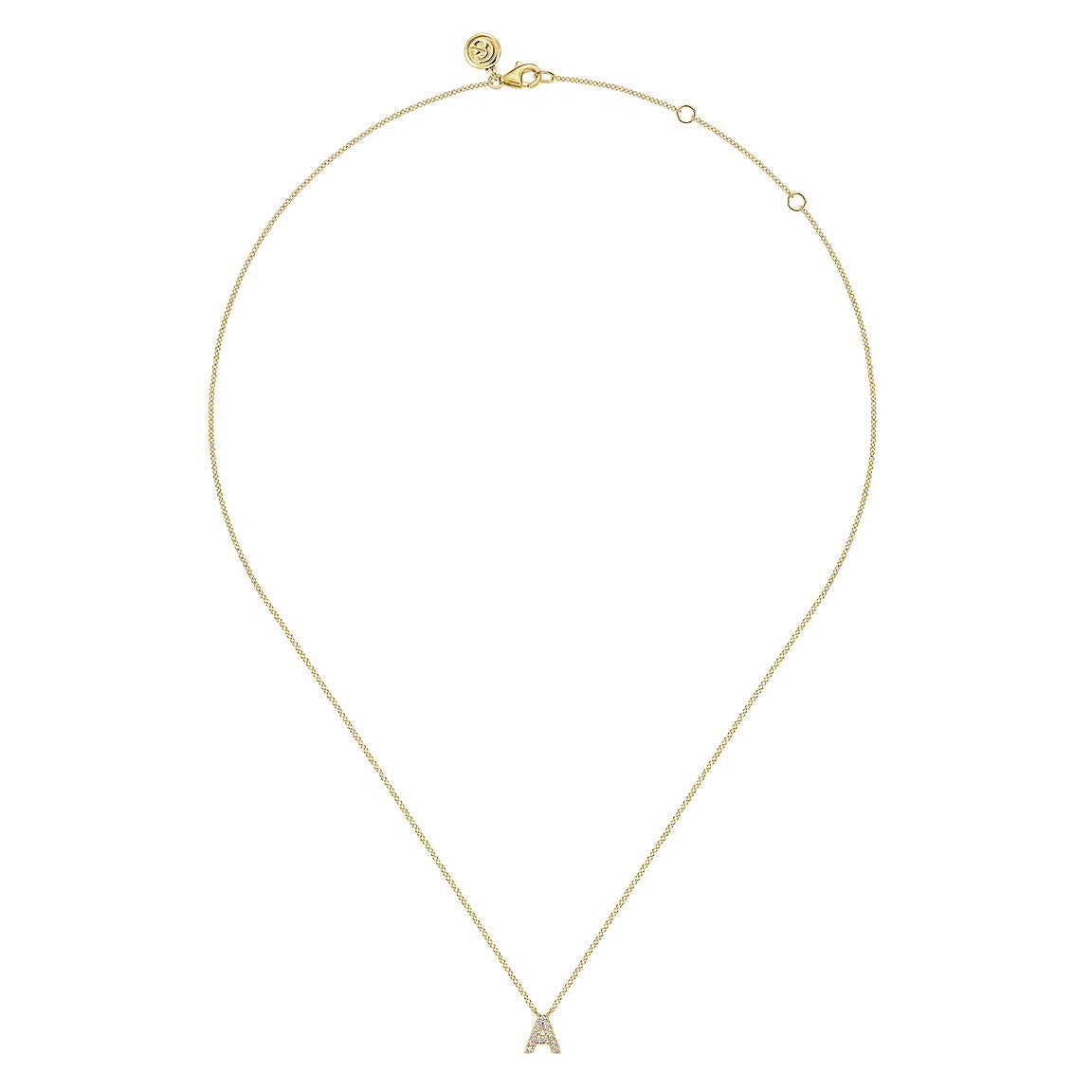 Gabriel & Co. 14K Yellow Gold Diamond A Initial Pendant Necklace NK8132