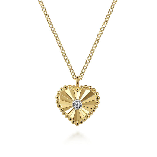 Gabriel & Co. Diamond Cut - 14K White And Yellow Gold Diamond And Heart Pendant Necklace NK7063M45JJ