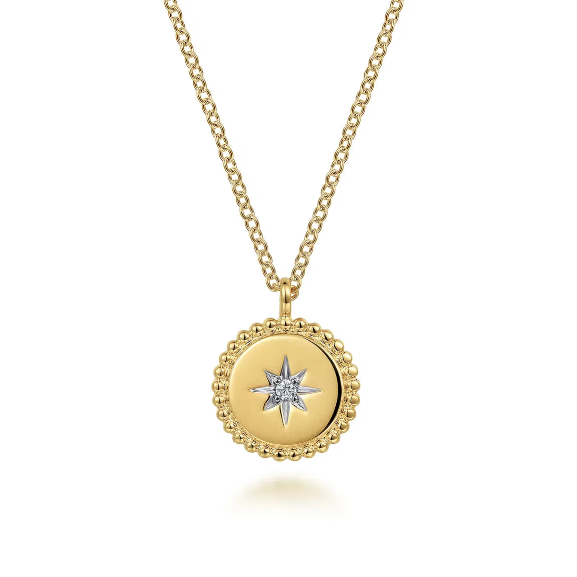 Gabriel & Co. 14K Yellow Gold Bujukan Medallion Necklace with Starburst Diamond Center NK6869Y45JJ
