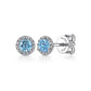 Gabriel & Co. 14K White Gold Diamond Halo Swiss Blue Topaz Stud Earrings EG12372W45BT