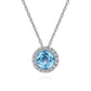 Gabriel & Co. 14K White Gold Round Swiss Blue Topaz and Diamond Halo Pendant Necklace NK2824W45BT