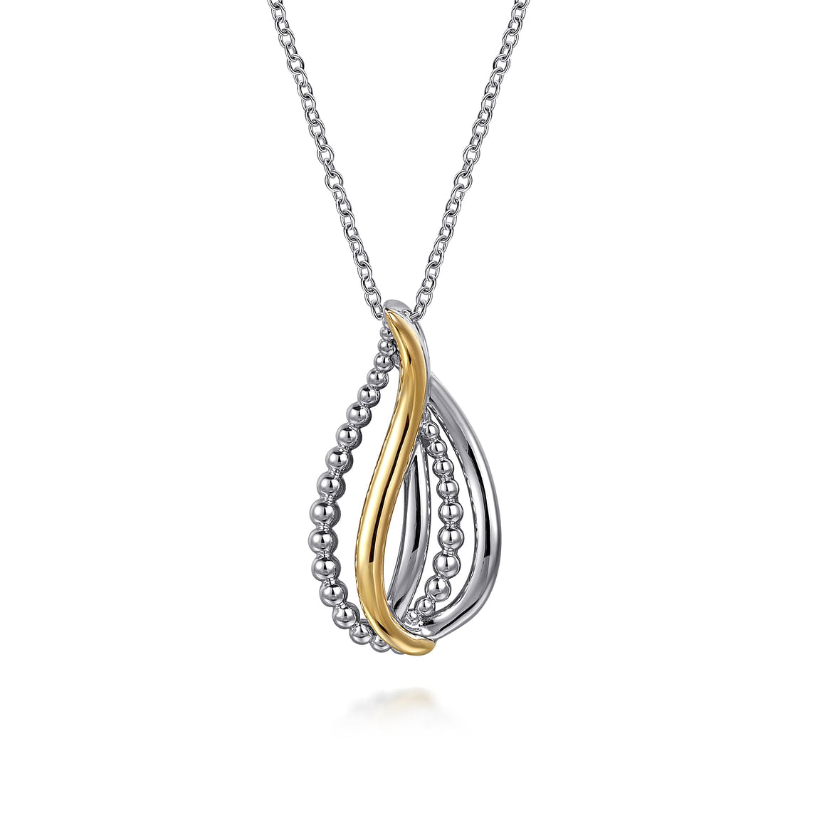Gabriel & Co. 925 Sterling Silver and 14K Yellow Gold Bujukan Multiple Row Teardrop Pendant Necklace