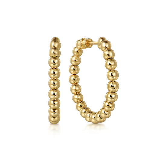 Gabriel & Co. 14K Yellow Gold Bujukan Beads Classic 30mm Hoop Earrings EG15132Y4JJJ