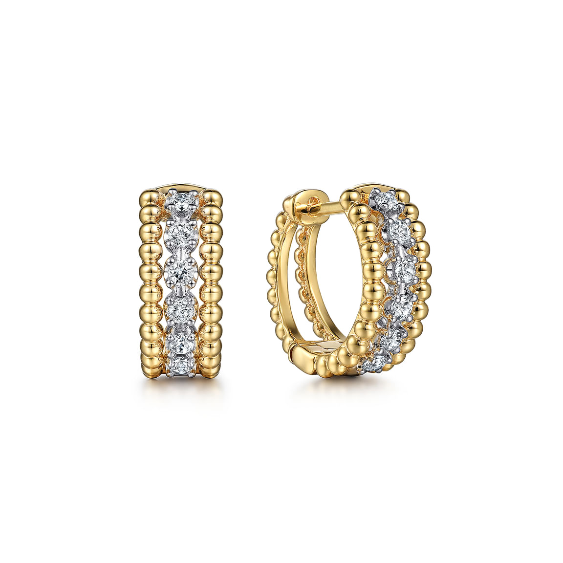 Gabriel & Co. 14K White-Yellow Gold Bujukan Huggie Pave Diamond Earrings EG14715M45JJ