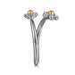 Gabriel & Co. 14K Yellow Gold 925 Sterling Silver Diamond Flower Bypass Ring LR52855MZ5JJ