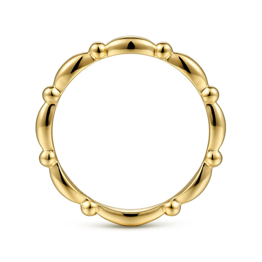 Gabriel & Co. 14k Yellow Gold Orzo shape and Bujukan Bead Station Stackable Ring LR2166Y4JJJ