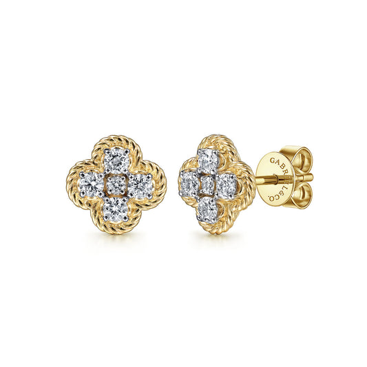 Gabriel & Co. 14k Yellow Gold Twisted Rope Diamond Stud Earrings EG14261Y45JJ