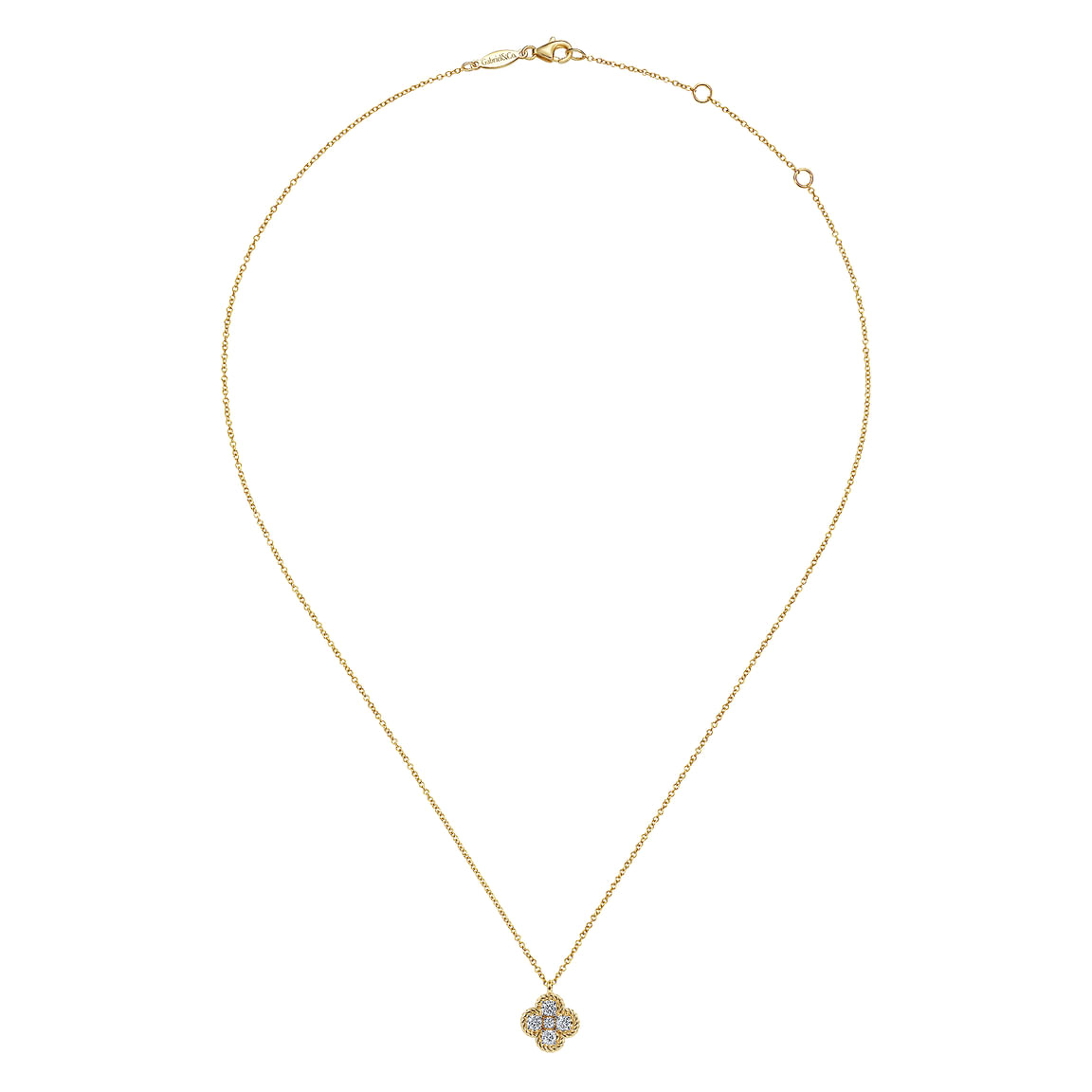 Gabriel & Co. 14k Yellow Gold Rope Diamond Pendant Necklace NK6625Y45JJ