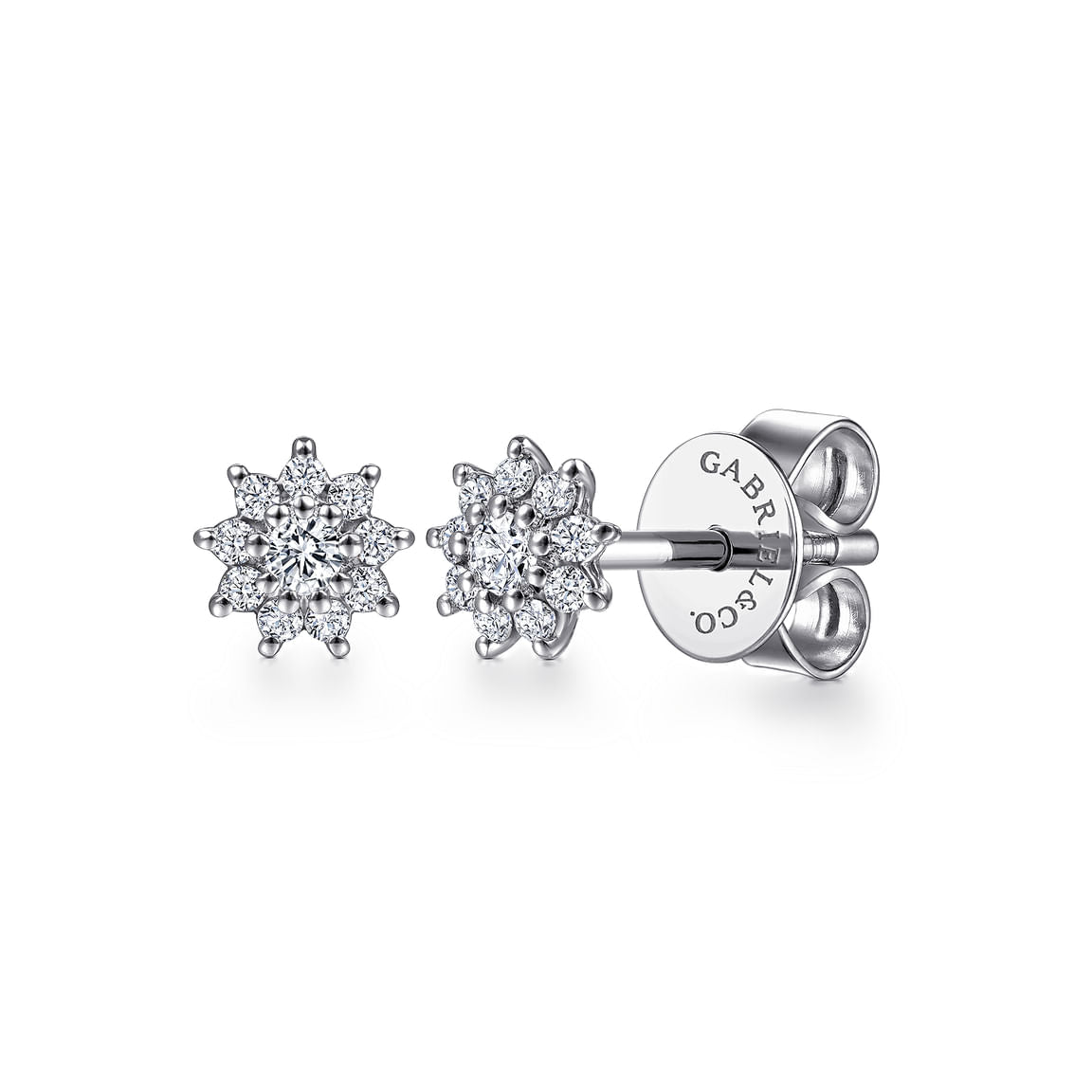 Gabriel & Co. Floral-14k White Gold Cluster Diamond Flower Stud Earrings EG14026W45JJ