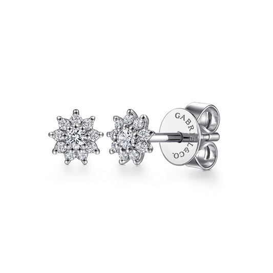 Gabriel & Co. Floral-14k White Gold Cluster Diamond Flower Stud Earrings EG14026W45JJ