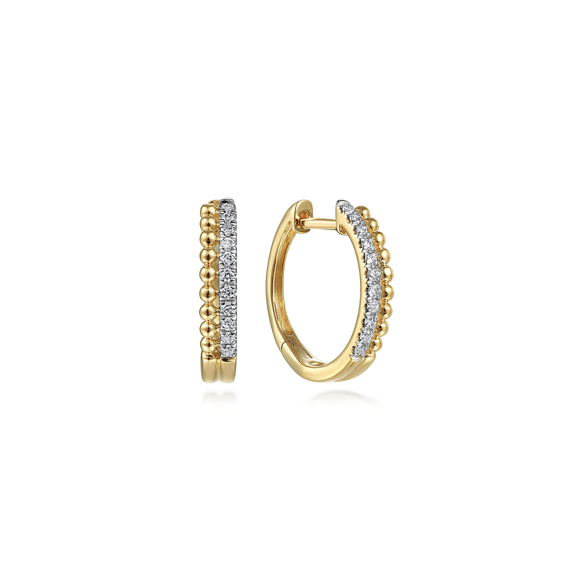 Gabriel & Co. 14K Yellow Gold Bujukan Pave 10mm Diamond Huggie Earrings EG13584Y45JJ