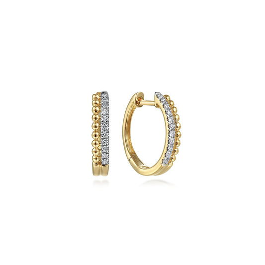 Gabriel & Co. 14K Yellow Gold Bujukan Pave 10mm Diamond Huggie Earrings EG13584Y45JJ