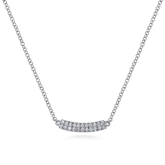 Gabriel & Co. 14K White Gold Curved Pave Diamond Bar Necklace NK5989W45JJ