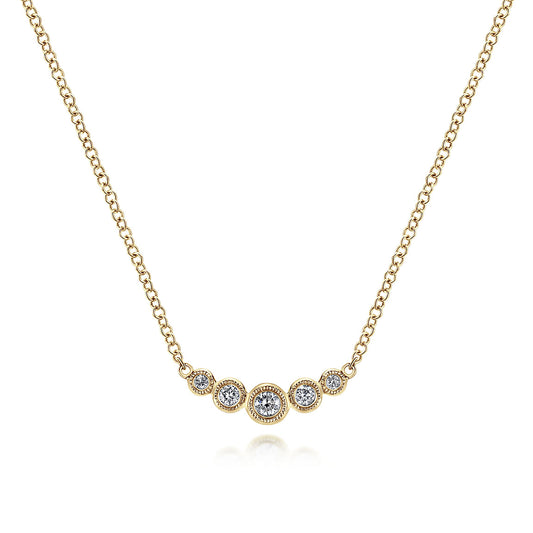 Gabriel & Co. 14K Yellow Gold Curved Diamond Bar Necklace NK5424Y45JJ