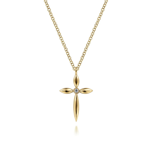 Gabriel & Co. 14K Yellow Gold Diamond Cross Pendant Necklace NK6408Y45JJ
