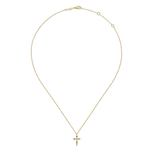 Gabriel & Co. 14K Yellow Gold Diamond Cross Pendant Necklace NK6408Y45JJ