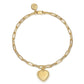 Gabriel & Co. 14K Yellow Plain Gold Paperclip Chain Bracelet with Personalized Bujukan Framed Heart Charm TB4874-7Y4JJJ