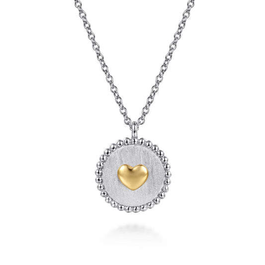 Gabriel & Co. 14K Yellow Gold 925 Sterling Silver Bujukan Heart Medallion Pendant Necklace NK7926MZJJJ