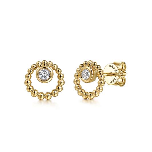 Gabriel & Co. 14K Yellow Gold Bujukan and White Sapphire Stud Earrings EG15162Y4JWS