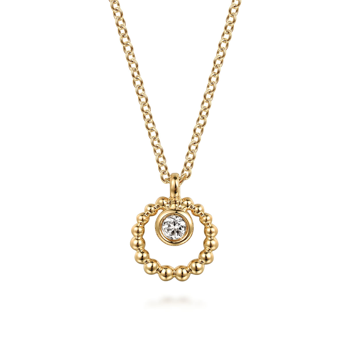 Gabriel & Co. 14K Yellow Gold Bujukan and White Sapphire Pendant Necklace NK7660Y4JWS