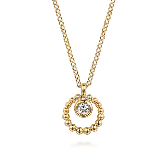 Gabriel & Co. 14K Yellow Gold Bujukan and White Sapphire Pendant Necklace NK7660Y4JWS