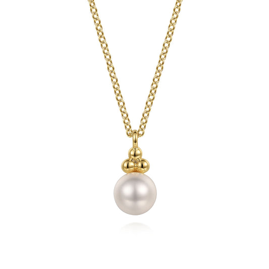 Gabriel & Co. 14K Yellow Gold Pearl Bujukan Drop Pendant Necklace NK7055Y4JPL