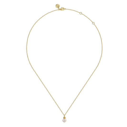 Gabriel & Co. 14K Yellow Gold Pearl Bujukan Drop Pendant Necklace NK7055Y4JPL