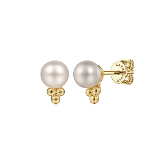 Gabriel & Co. 14K Yellow Gold Pearl Bujukan Stud Earrings EG14616Y4JPL