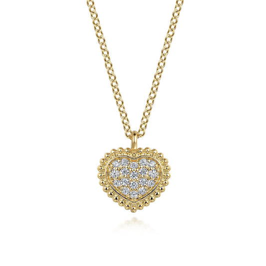 Gabriel & Co. 14K Yellow Gold Diamond Bujukan Heart Necklace NK7440Y45JJ