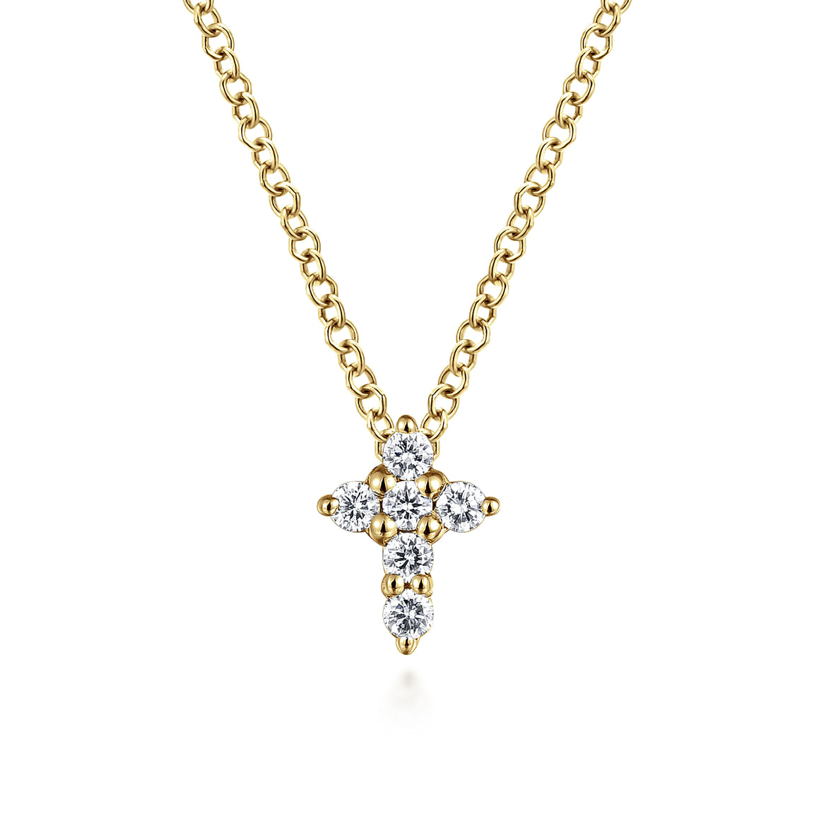 Gabriel & Co. 14K Yellow Gold Diamond Cross Pendant Necklace NK1370Y45JJ