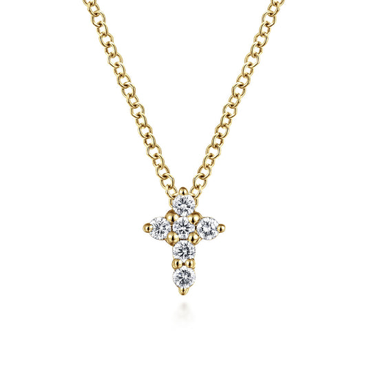 Gabriel & Co. 14K Yellow Gold Diamond Cross Pendant Necklace NK1370Y45JJ