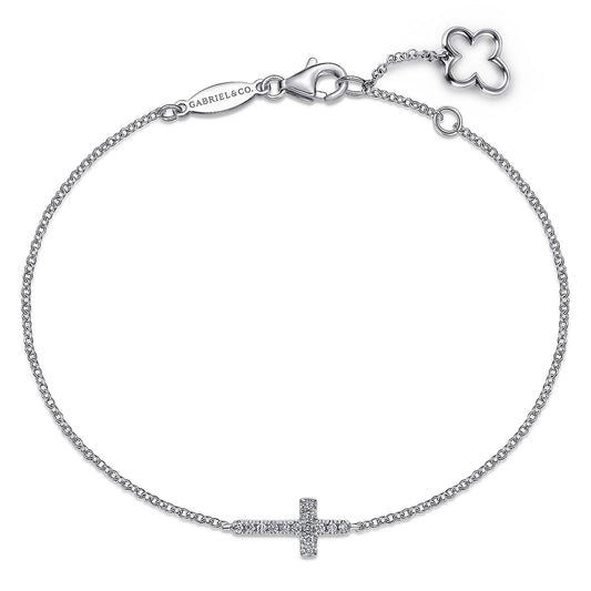 Gabriel & Co. 14K White Gold Diamond Cross Chain Bracelet TB3320W45JJ