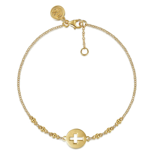 Gabriel & Co. 14K Yellow Gold Chain Bracelet with Cutout Cross Disc TB4638Y4JJJ