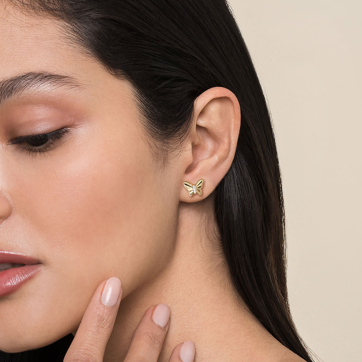 Gabriel & Co. Butterfly - 14K Yellow Gold Diamond Butterfly Stud Earrings EG15168Y45JJ