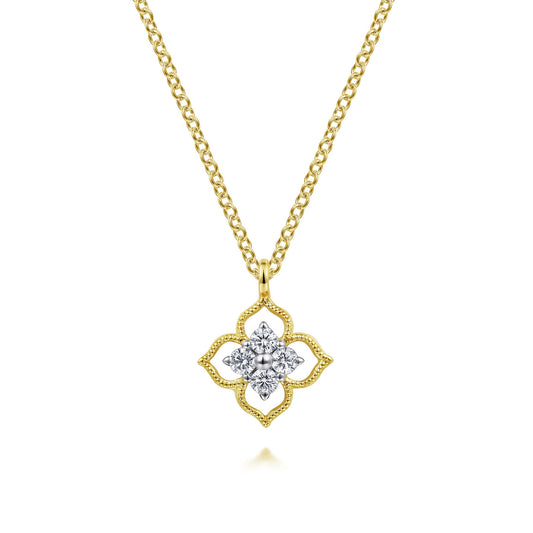 Gabriel & Co. 14K Yellow Gold Clover Diamond Pendant Necklace NK6868Y45JJ