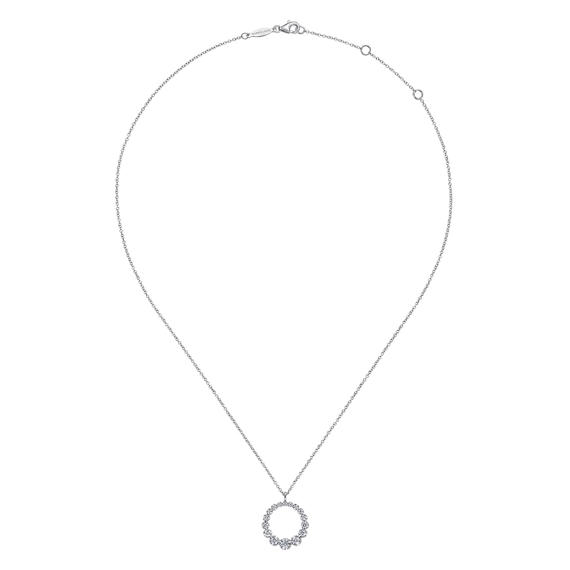 Gabriel & Co. 14K White Gold Diamond Circle Pendant Necklace NK6214W45JJ
