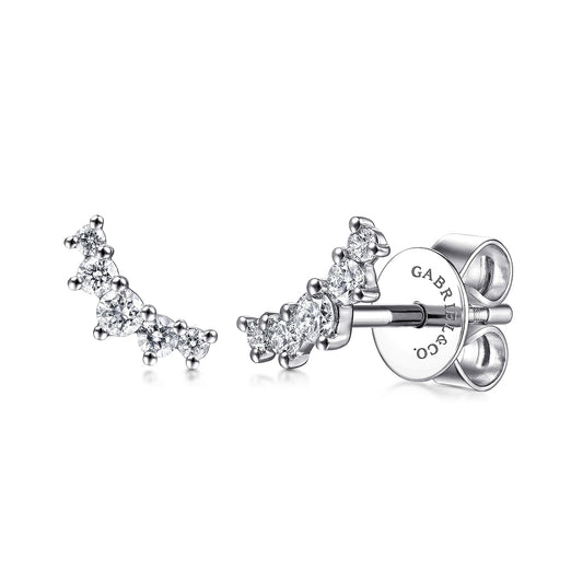 Gabriel & Co. 14k White Gold Curved 5 Stone Diamond Stud Earrings EG14210W45JJ