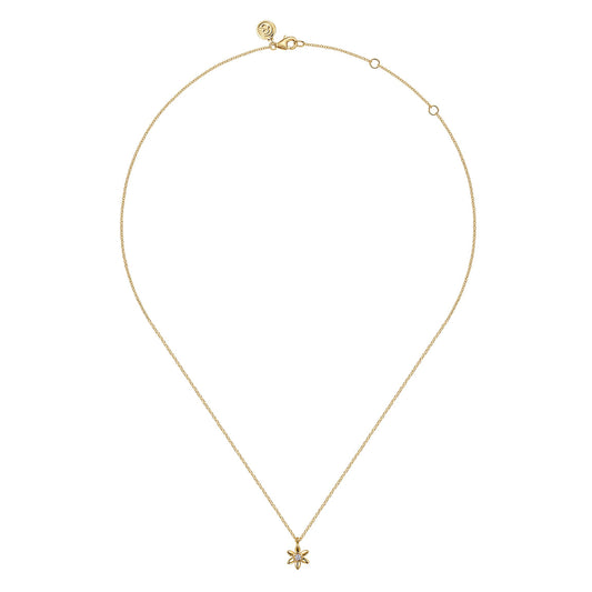Gabriel & Co. Floral - 14k Yellow Gold White Sapphire Floral Pendant Necklace NK7662Y4JWS