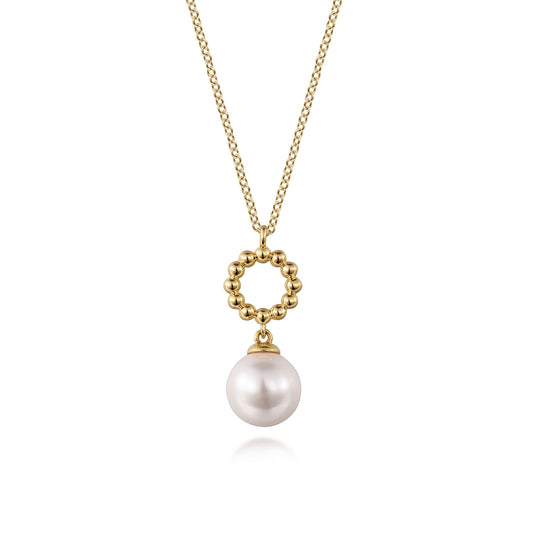 Gabriel & Co. 14k Yellow Gold Fresh Water Pearl Bujukan Drop Necklace NK7289Y4JPL