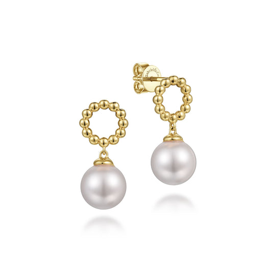 Gabriel & Co. 14k Yellow Gold Bujukan Pearl Drop Earrings EG14524Y4JPL