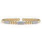 Gabriel & Co. 14K White and Yellow Gold Diamond Pave Three Station Bar Bujukan Beads Split Bangle Bracelet BG4974-57M45JJ