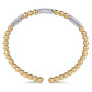 Gabriel & Co. 14K White and Yellow Gold Diamond Pave Three Station Bar Bujukan Beads Split Bangle Bracelet BG4974-57M45JJ