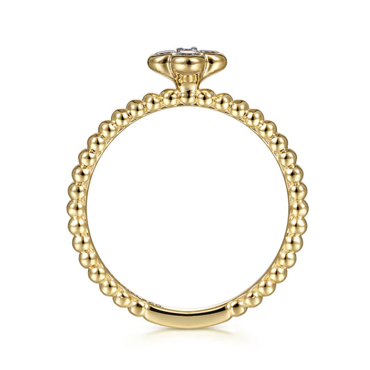 Gabriel & co 14K Yellow Gold Diamond Cluster Clover and Bujukan Bead Ring LR51911Y45JJ
