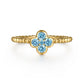 Gabriel & co 14K Yellow Gold Blue Topaz Cluster Clover and Bujukan Bead Stackable Ring LR52876Y4JBT