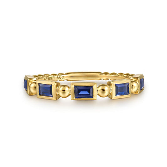 Gabriel & co 14K Yellow Gold Blue Sapphire Geometric Stackable Ring LR52877Y4JSA