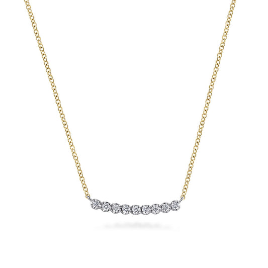 Gabriel & co 14K White and Yellow Gold Diamond Bar Necklace NK7551M43JJ