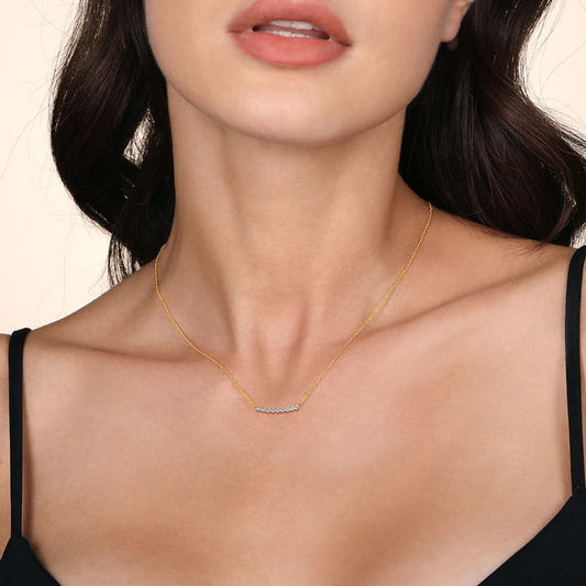 Gabriel & co 14K White and Yellow Gold Diamond Bar Necklace NK7551M43JJ