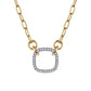 Gabriel & co 14K White Yellow Gold Open Cushion Shape Diamond Hollow Paperclip Chain Necklace NK7732M45JJ